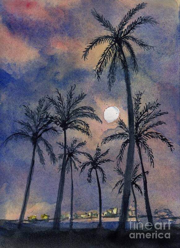 Florida Poster featuring the painting Moonlight Over Key West by Randy Sprout