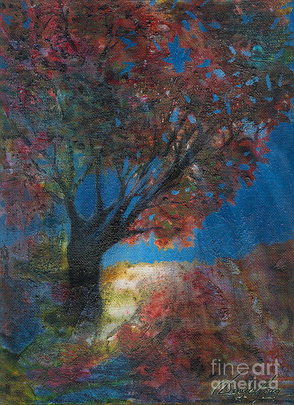 Landscape Poster featuring the painting Moonlit Tree by Denise Hoag