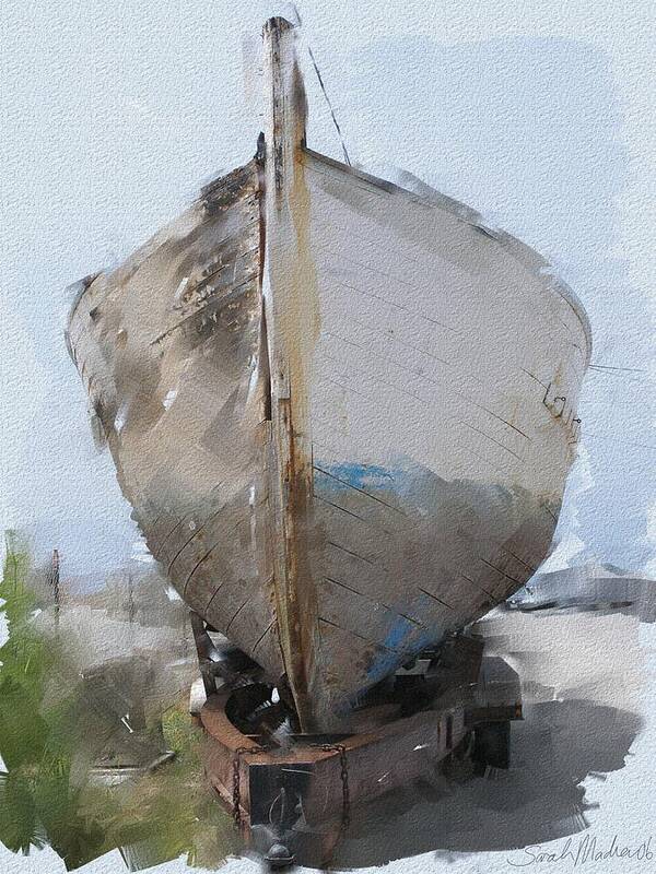 Boat Poster featuring the painting Moss Landing Boat by Sarah Madsen