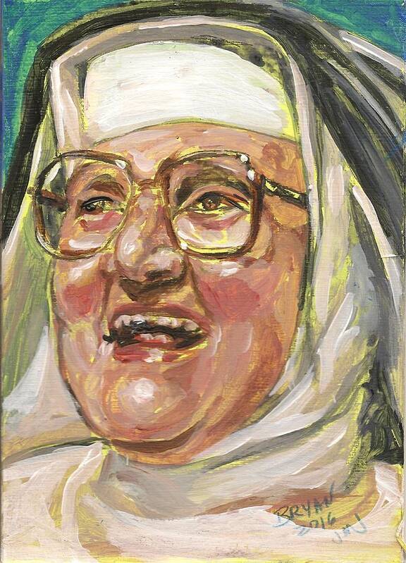 Catholic Poster featuring the painting Mother Angelica Laughs by Bryan Bustard
