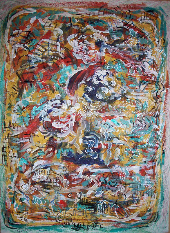 Abstract Poster featuring the painting Movements in Love by Helene Champaloux-Saraswati