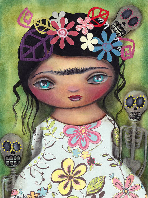 Day Of The Dead Poster featuring the painting Muertos Fest by Abril Andrade