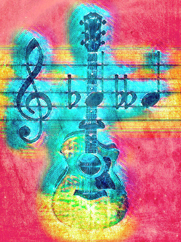 Folk Poster featuring the photograph Music is Everything in Colors by Debra and Dave Vanderlaan