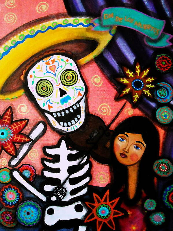 Day Of The Dead Poster featuring the painting Musikero Serenata by Pristine Cartera Turkus