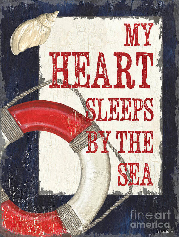 Beach Poster featuring the painting My Heart Sleeps by the Sea by Debbie DeWitt