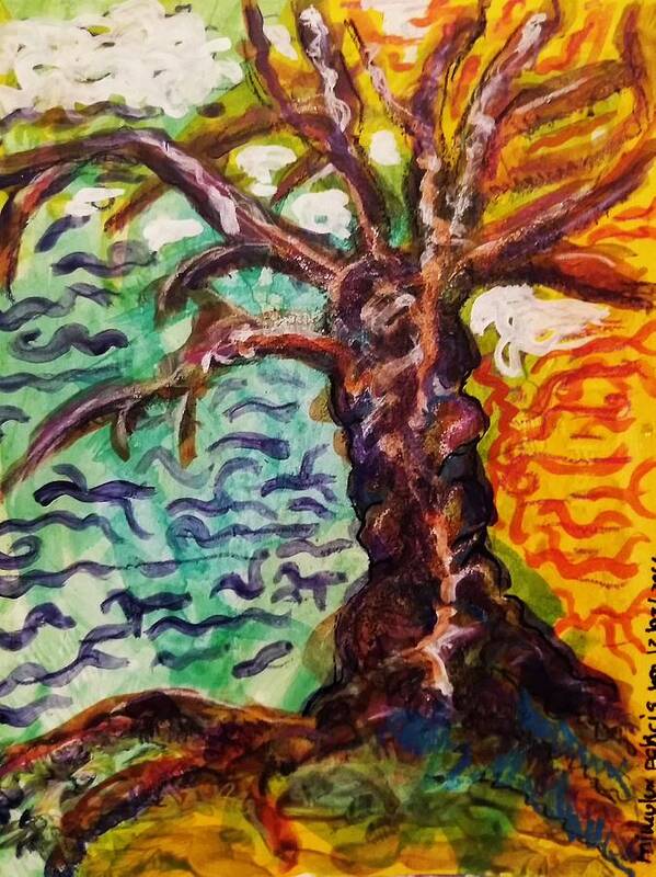 Tree Poster featuring the mixed media My Treefriend by Mimulux Patricia No