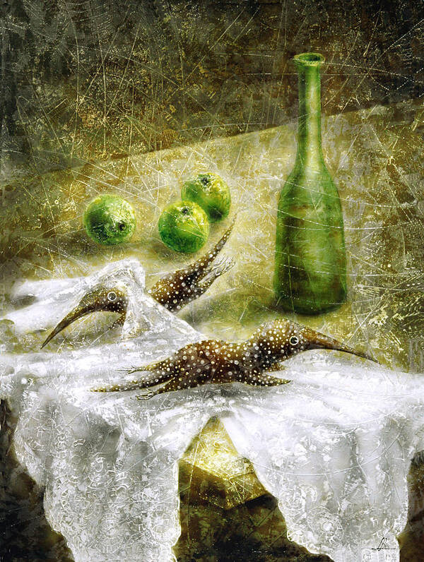 Apples Poster featuring the painting Mysterious Movement by Lolita Bronzini