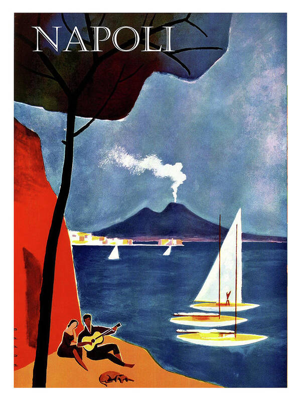 Napoli Poster featuring the painting Napoli, Naples, Italy, sailing boats, by Long Shot