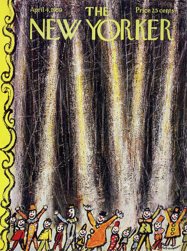 Clowns Poster featuring the painting New Yorker April 4 1959 by Abe Birnbaum