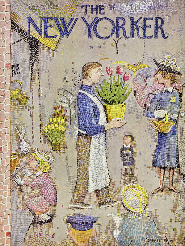 Flowers Poster featuring the painting New Yorker April 5 1958 by Garrett Price
