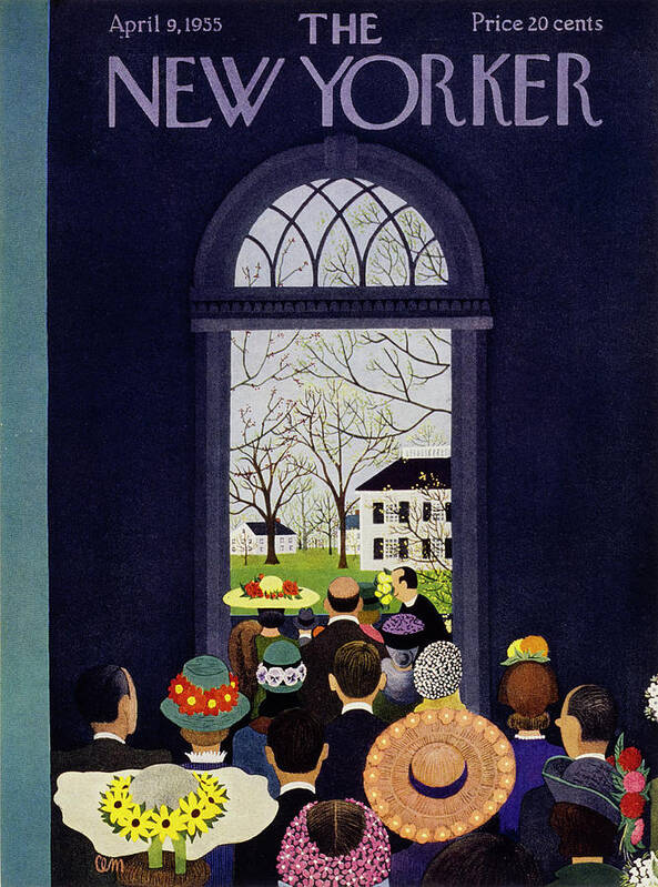 Congregation Poster featuring the painting New Yorker April 9 1955 by Charles E Martin