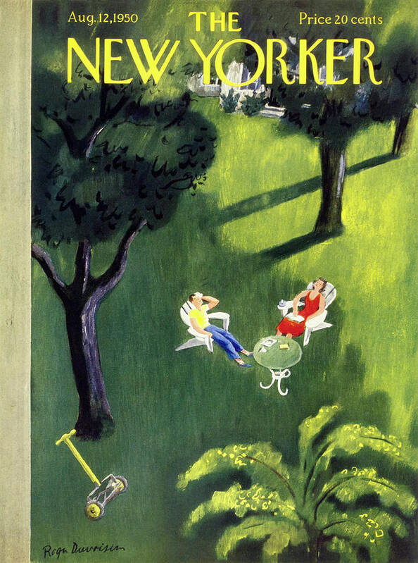 Couple Poster featuring the painting New Yorker August 12 1950 by Roger Duvoisin