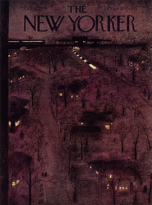 Overhead Poster featuring the painting New Yorker February 6 1954 by Garrett Price