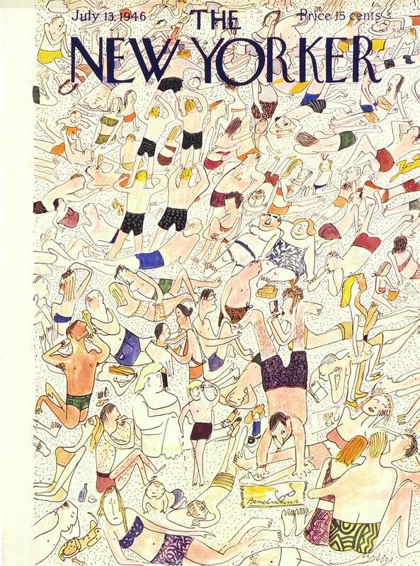 Illustration Poster featuring the drawing New Yorker July 13 1946 by Ludwig Bemelmans