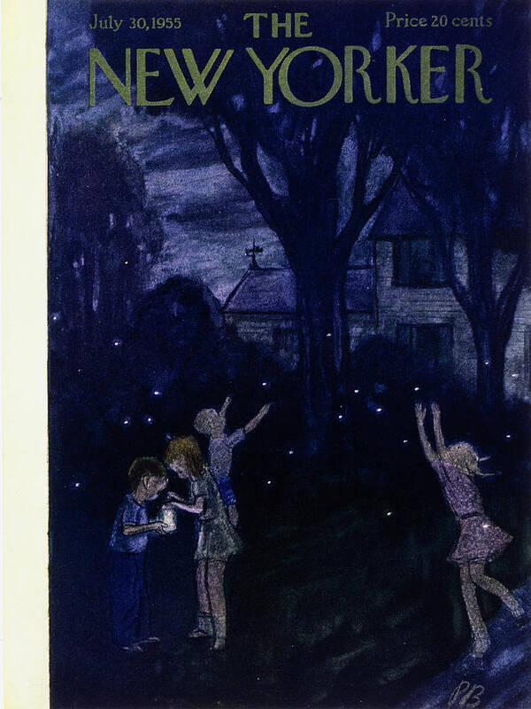 Night Poster featuring the painting New Yorker July 30 1955 by Perry Barlow