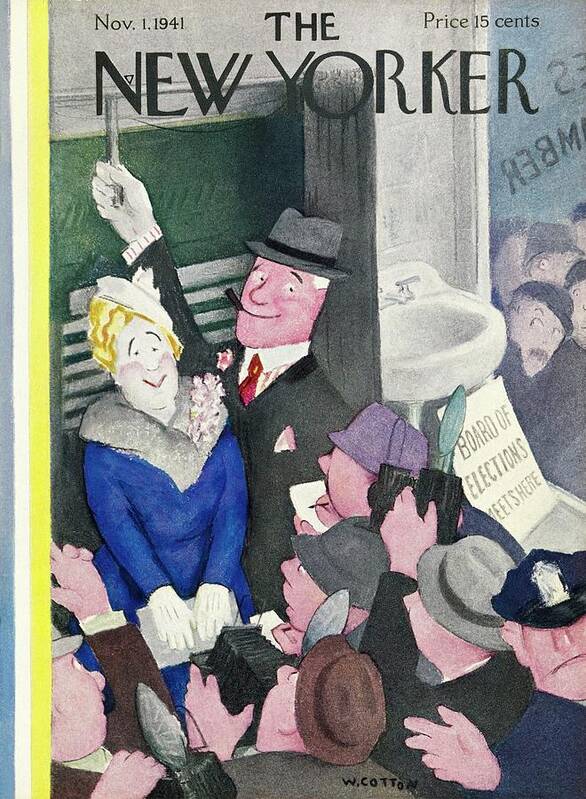 Election Day Poster featuring the painting New Yorker November 1 1941 by William Cotton