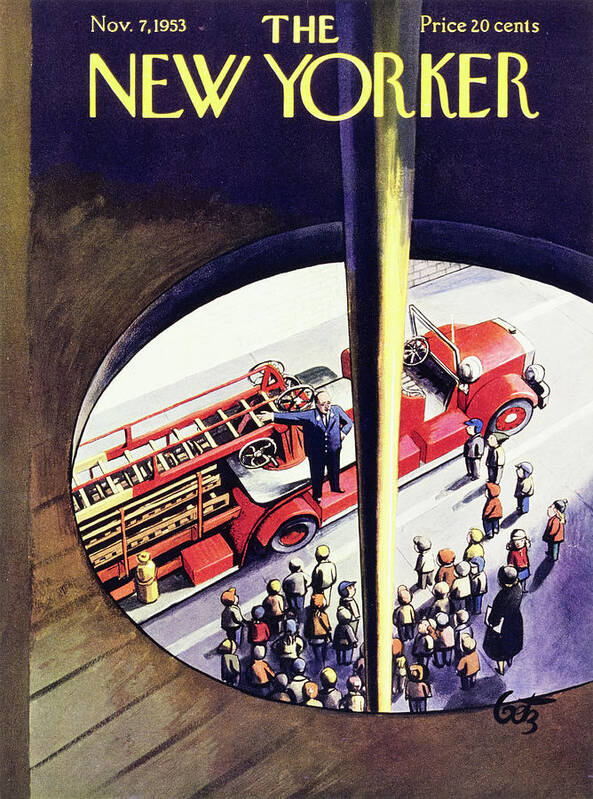 Firehouse Poster featuring the painting New Yorker November 7 1953 by Artur Getz