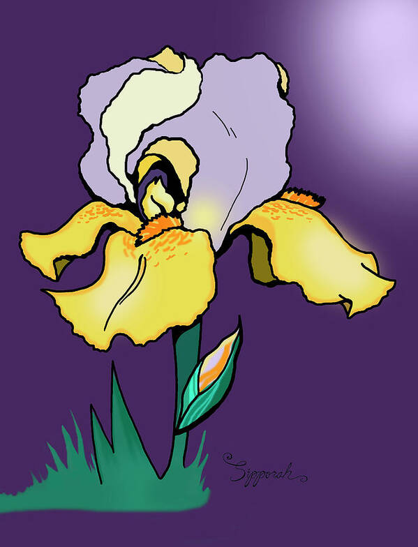 Iris Poster featuring the digital art Nighttime Iris by Sipporah Art and Illustration