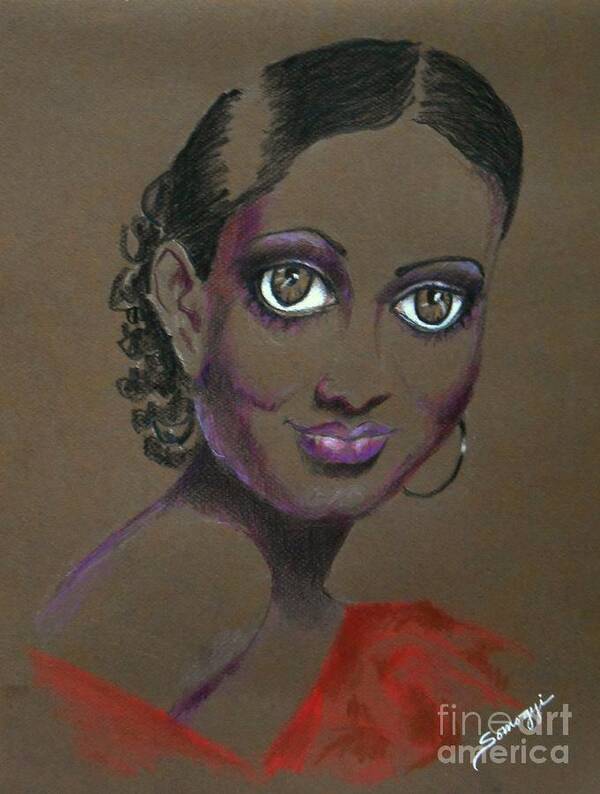 African-american Poster featuring the drawing Nina Mae -- African-American Actress Portrait by Jayne Somogy