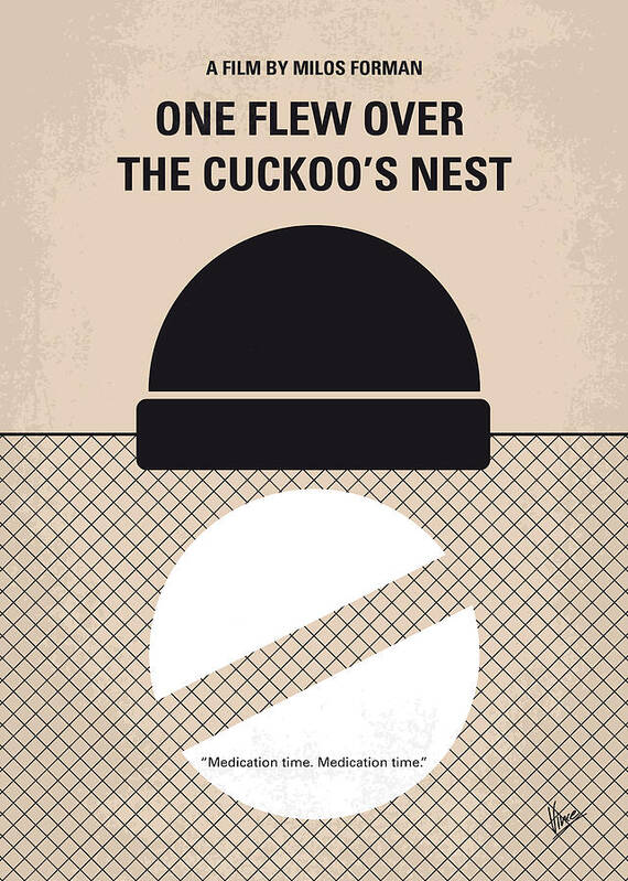 One Flew Over The Cuckoos Nest Poster featuring the digital art No454 My One Flew Over the Cuckoos Nest minimal movie poster by Chungkong Art
