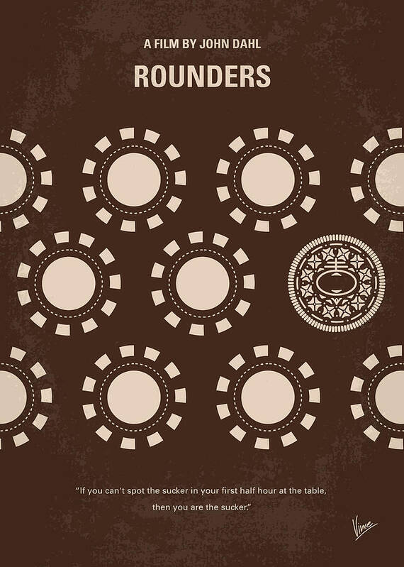 Rounders Poster featuring the digital art No503 My Rounders minimal movie poster by Chungkong Art