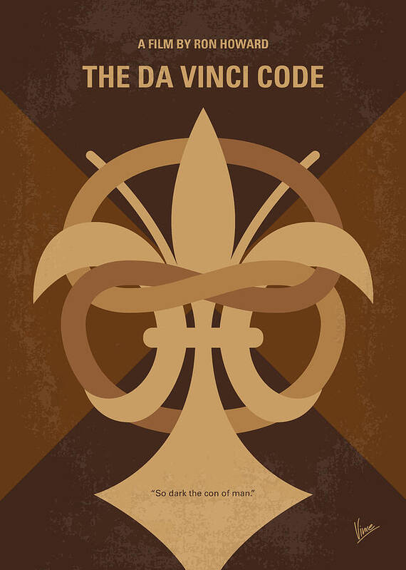 Da Vinci Code Poster featuring the digital art No548 My Da Vinci Code minimal movie poster by Chungkong Art