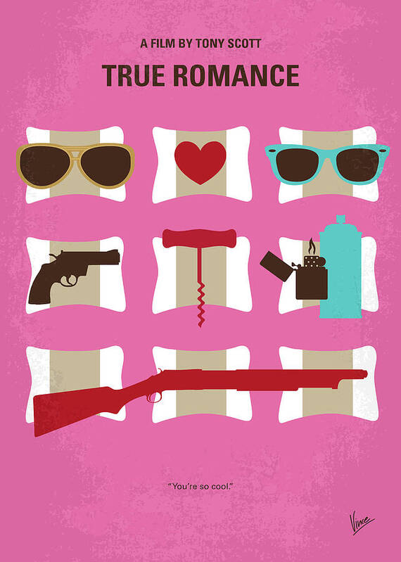 True Romance Poster featuring the digital art No736 My True Romance minimal movie poster by Chungkong Art