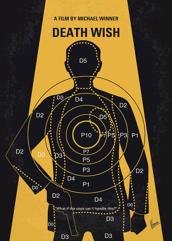 Death Wish Poster featuring the digital art No740 My Death Wish minimal movie poster by Chungkong Art