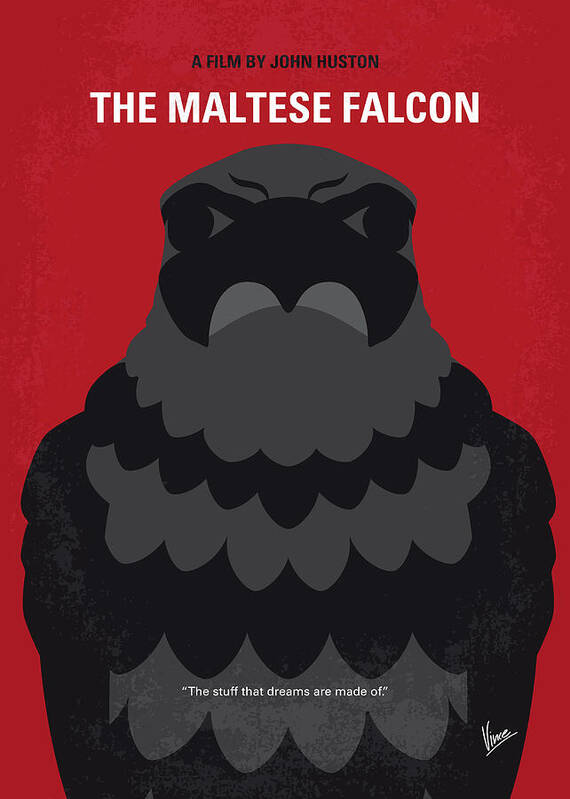 The Maltese Falcon Poster featuring the digital art No780 My The Maltese Falcon minimal movie poster by Chungkong Art