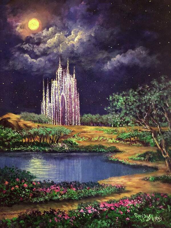 Castles Poster featuring the painting Of Glass Castles and Moonlight by Rand Burns