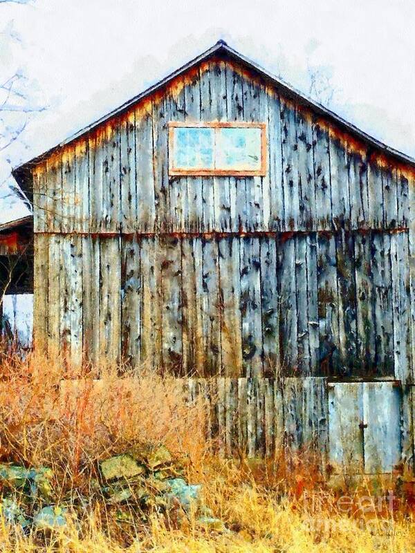 Old Barn Poster featuring the photograph Old Barn - Cold November Day by Janine Riley