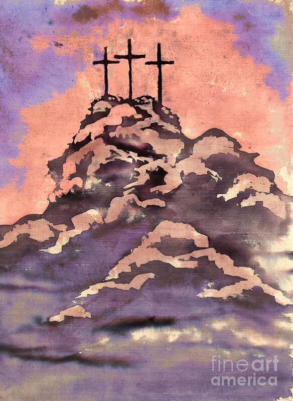 Cross Poster featuring the painting On a Hill Far Away by Robert D McBain