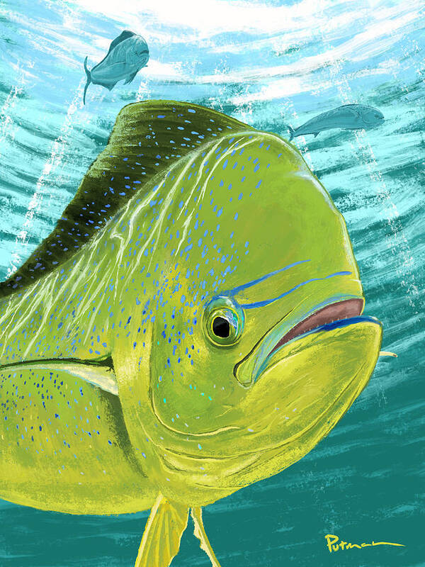 Mahi Poster featuring the digital art Open Water by Kevin Putman