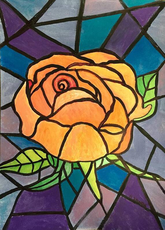 Stained Glass Poster featuring the painting Orange Rose by Anne Sands