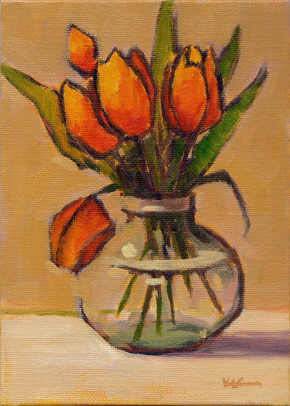 Tulips Poster featuring the painting Orange Tulips by Konnie Kim