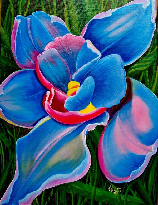 Orchid Poster featuring the painting Orchid in Blue by Kathern Ware