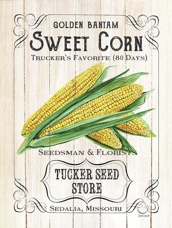 Corn Poster featuring the painting Organic Seed Packet 4 by Debbie DeWitt