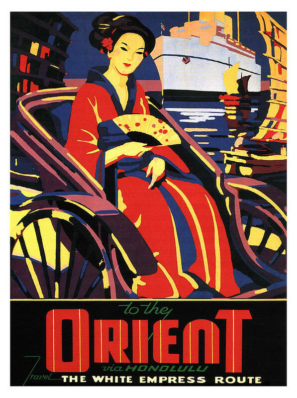 Orient Poster featuring the painting Orient, Honolulu, White Empress route, travel Poster by Long Shot