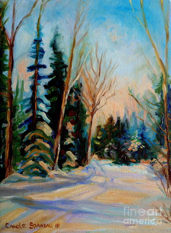 Ormstown Quebec Winter Road Poster featuring the painting Ormstown Quebec Winter Road by Carole Spandau