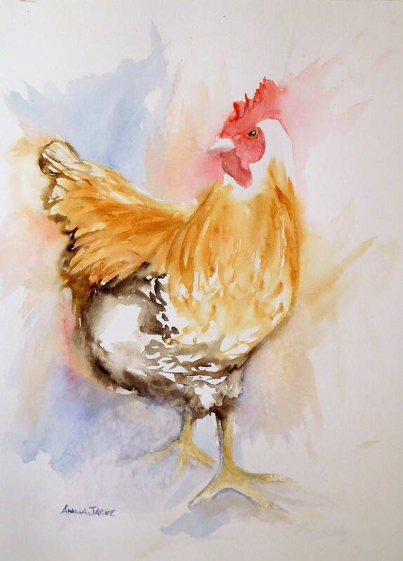 Buff Orpington Rooster Poster featuring the painting Our Buff Rooster by Anna Jacke