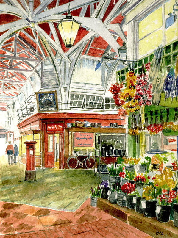 Apples Poster featuring the painting Oxford's Covered Market by Mike Lester