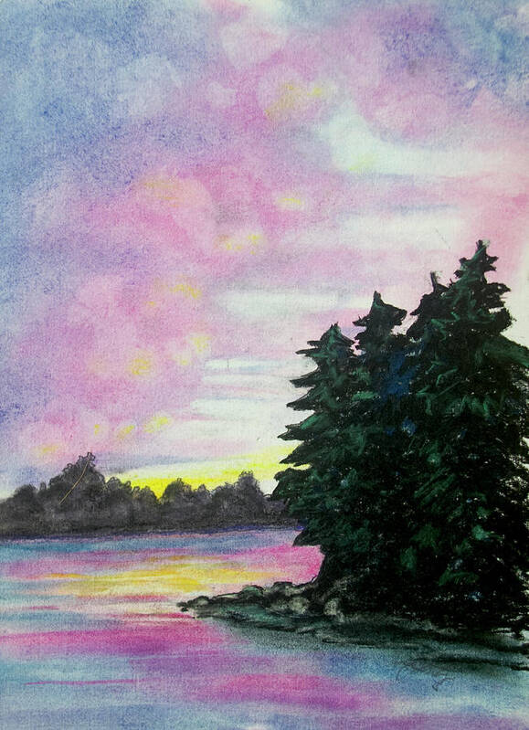 Sunset Poster featuring the pastel Ozark Sunset by Michele Fritz