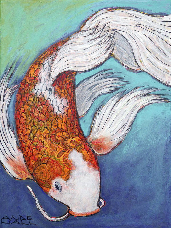 Butterfly Koi Poster featuring the painting Paisley Koi by Ande Hall