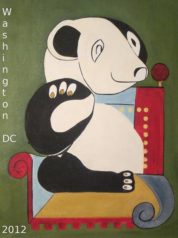 Panda Poster featuring the painting Panda Picasso by Patricia Cleasby