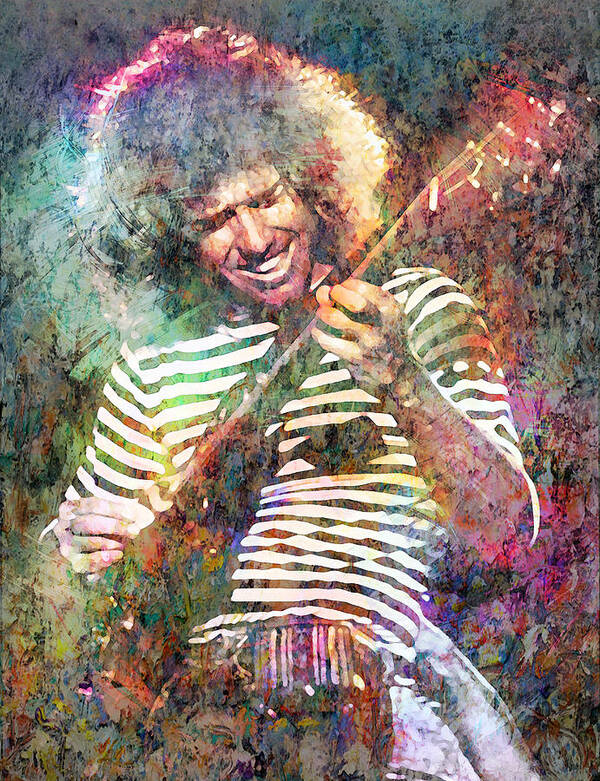 Pat Metheny Poster featuring the mixed media Pat Metheny by Mal Bray