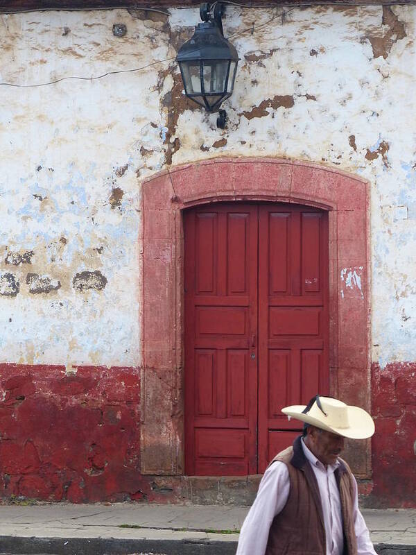 Doorway Poster featuring the photograph Patzcuaro Street Scene by Rosanne Licciardi