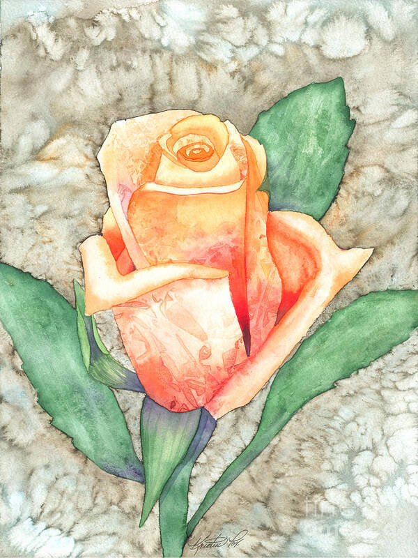 Artoffoxvox Poster featuring the painting Peach Rose by Kristen Fox