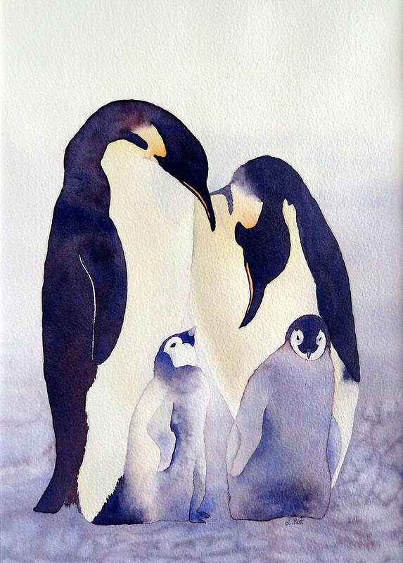 Penguin Poster featuring the painting Penguin Family by Laurel Best
