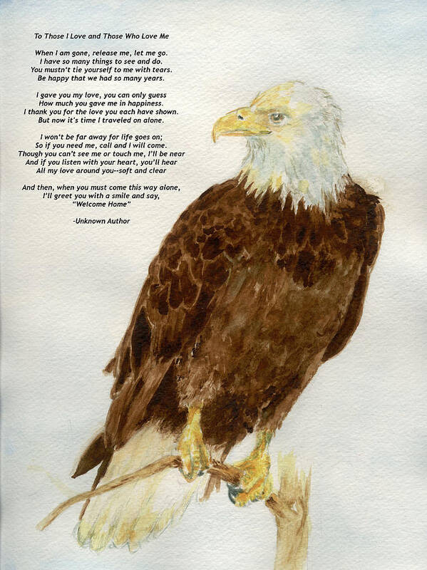 Eagle Poster featuring the painting Perched Eagle- with verse by Andrew Gillette