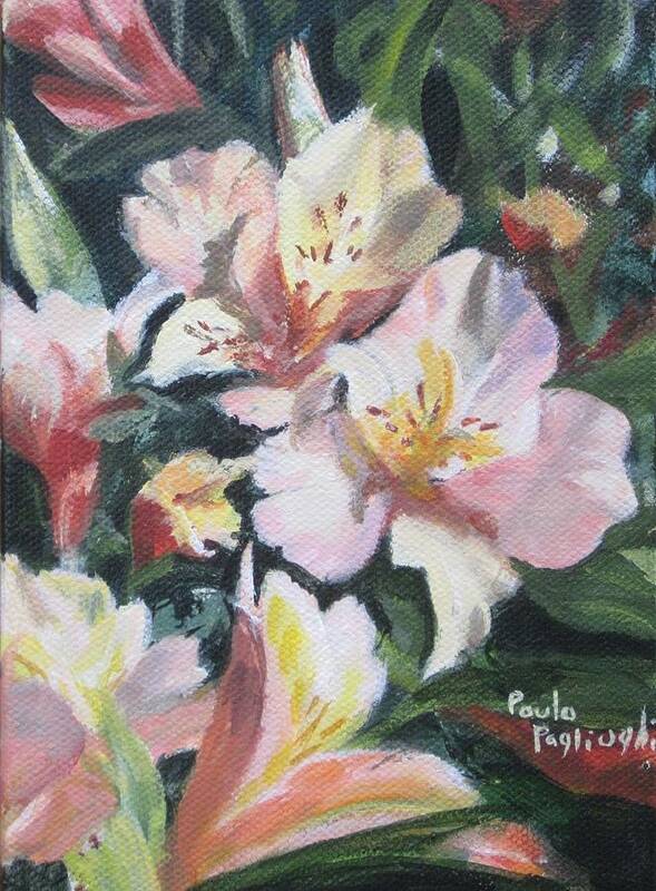 Acrylic Poster featuring the painting Peruvian Lily by Paula Pagliughi